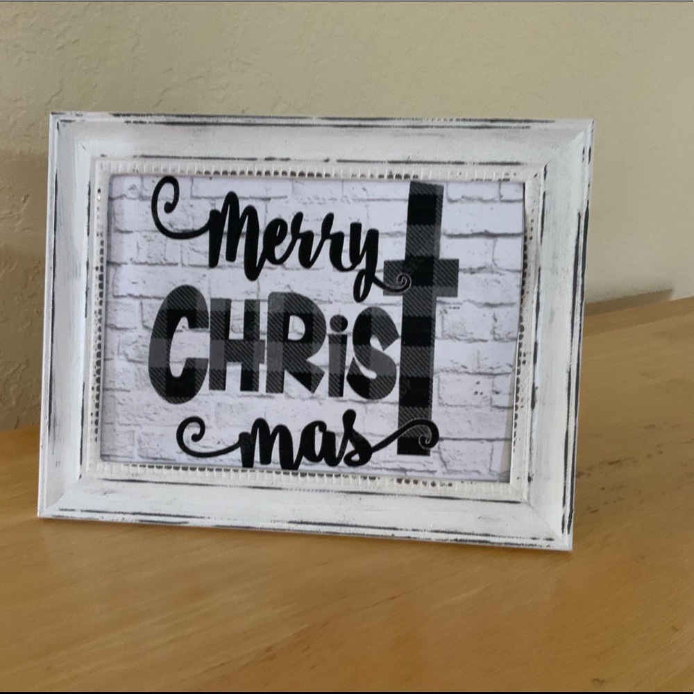 Farmhouse Merry Christmas black buffalo Picture 5x7 w/frame